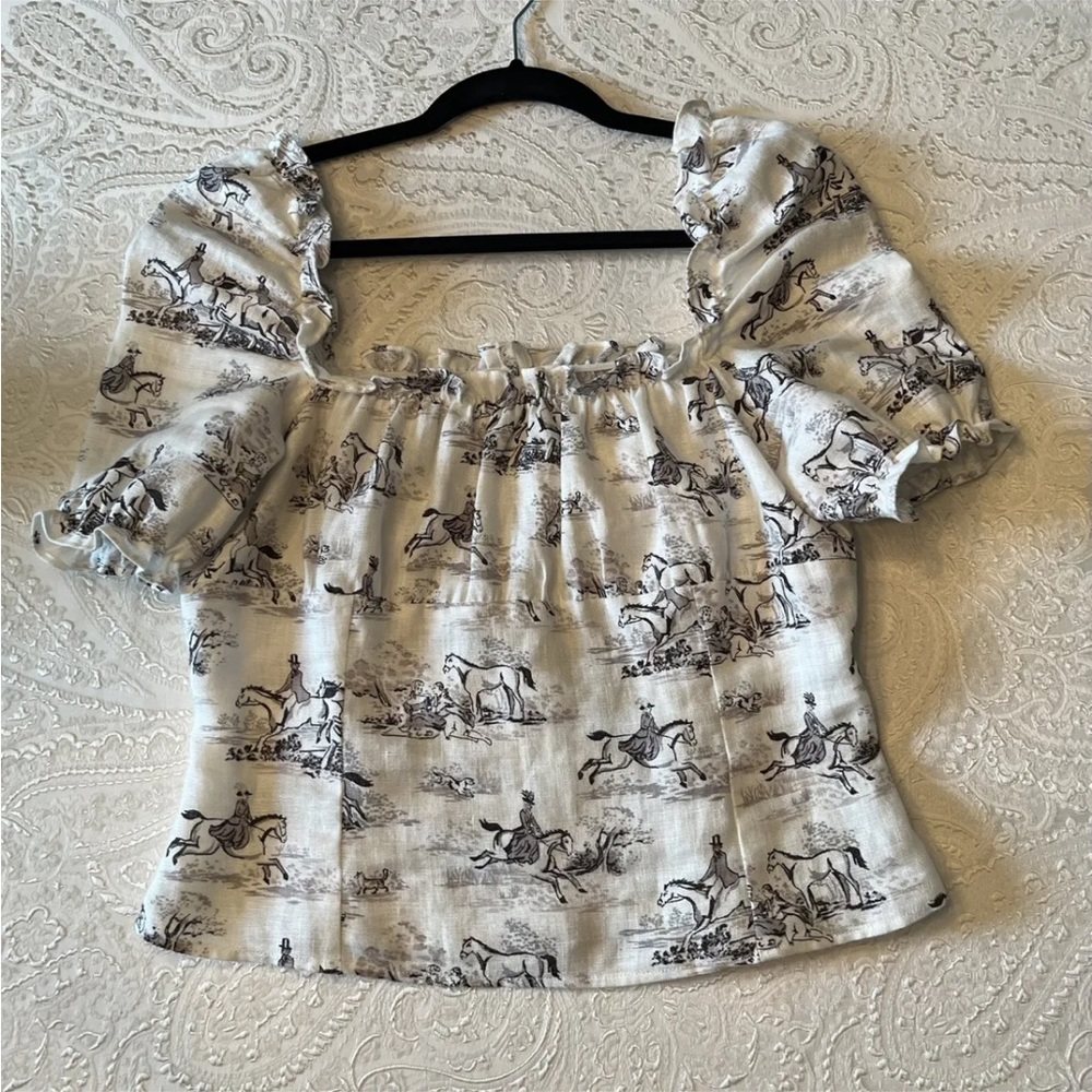 REFORMATION Salina Top Britannia Equestrian/Horses Toile Size 12 (fit 8-10)
